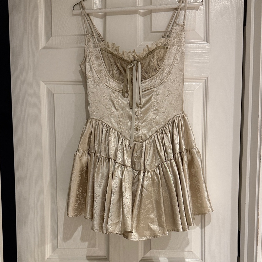 SHEIN Cream Satin Lace Chemise